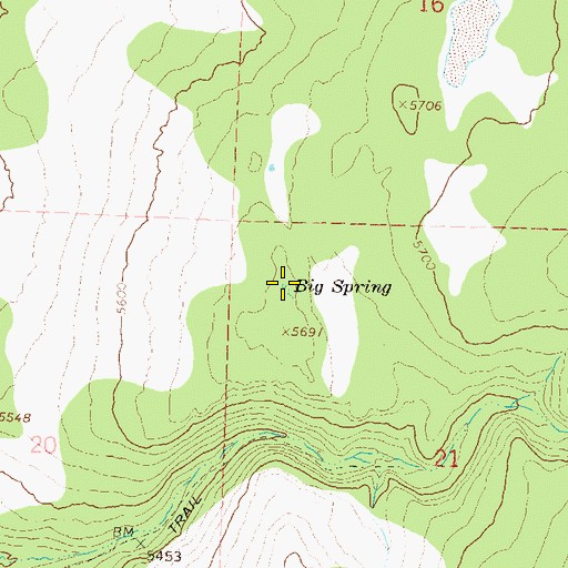 Topographic Map of Big Spring, NV