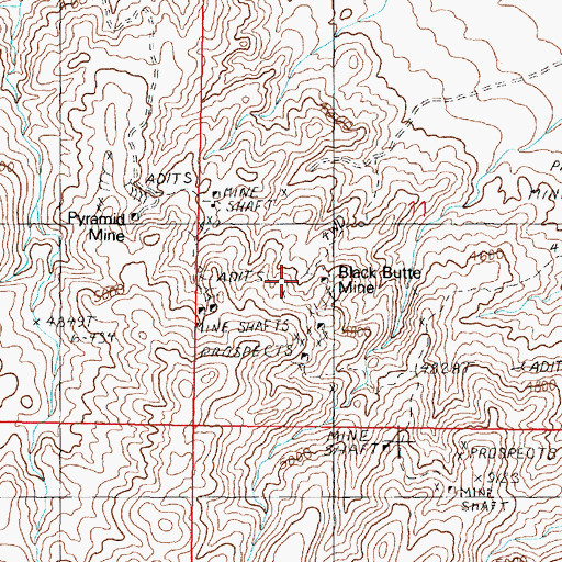 Topographic Map of Black Butte Mine, NV