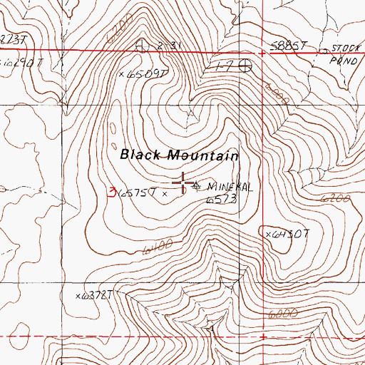 Topographic Map of Black Mountain, NV