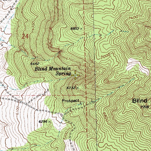 Topographic Map of Blind Mountain Spring, NV