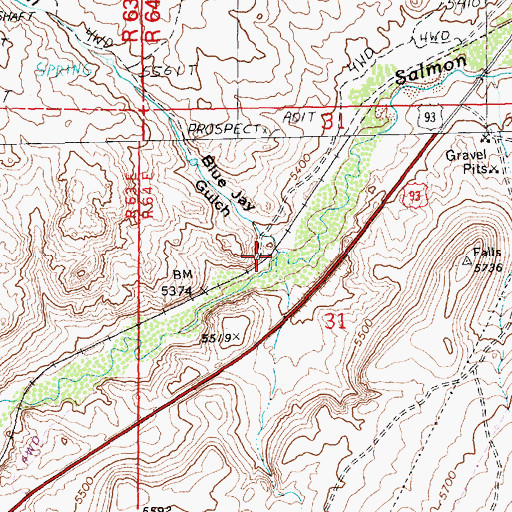 Topographic Map of Blue Jay Gulch, NV