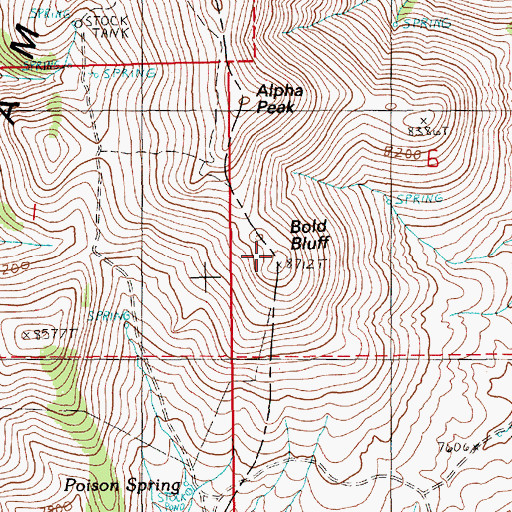 Topographic Map of Bold Bluff, NV