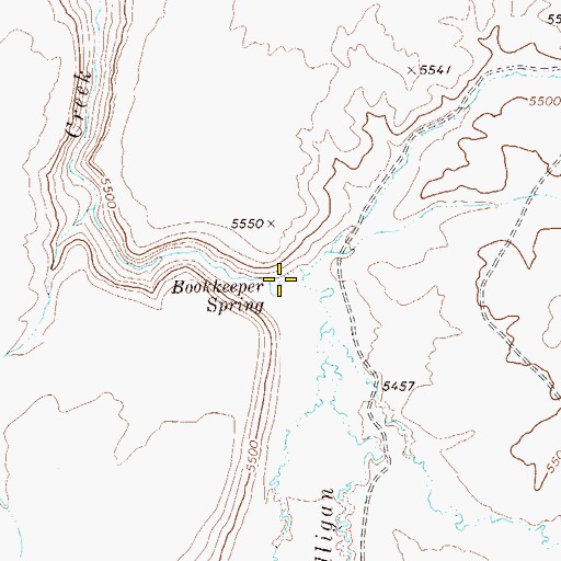 Topographic Map of Bookeeper Spring, NV