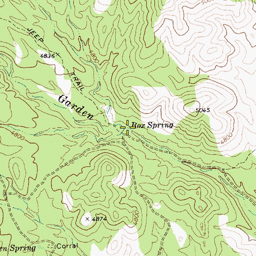 Topographic Map of Box Spring, NV