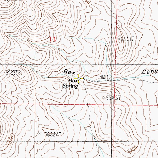 Topographic Map of Box Spring, NV