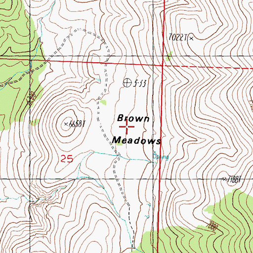 Topographic Map of Brown Meadows, NV