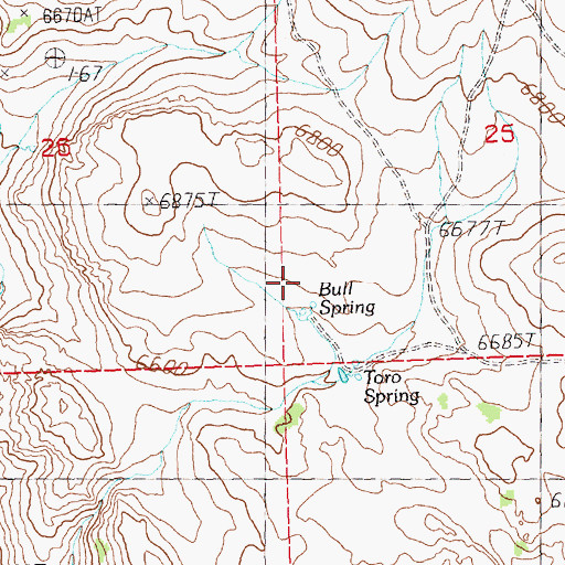 Topographic Map of Bull Spring, NV