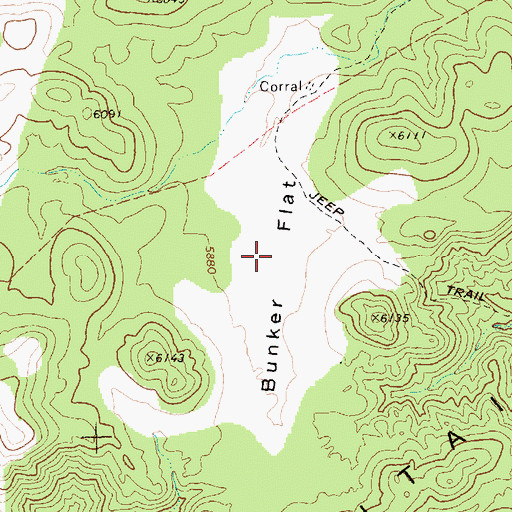 Topographic Map of Bunker Flat, NV
