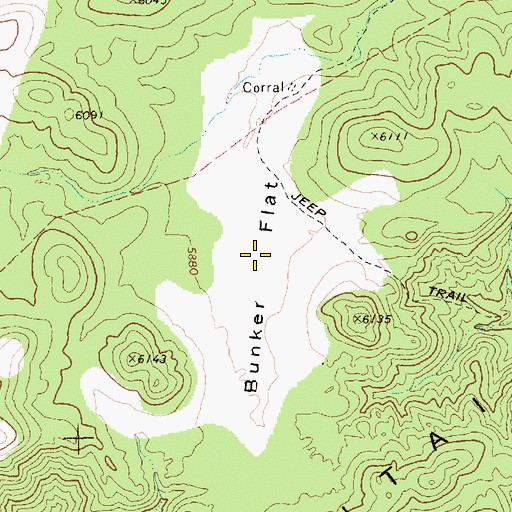 Topographic Map of Bunker Flat, NV