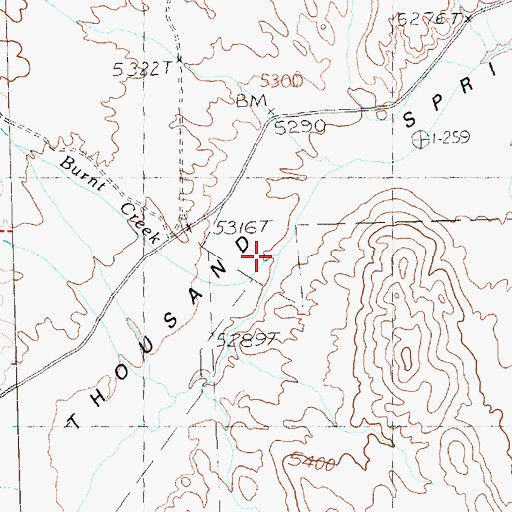 Topographic Map of Burnt Creek, NV