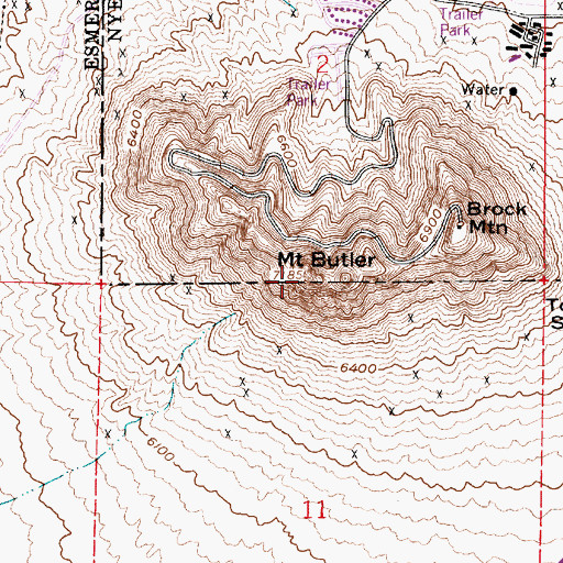 Topographic Map of Mount Butler, NV