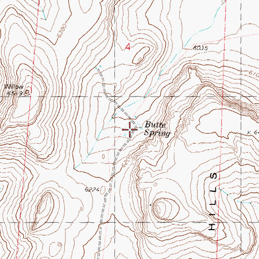 Topographic Map of Butte Spring, NV