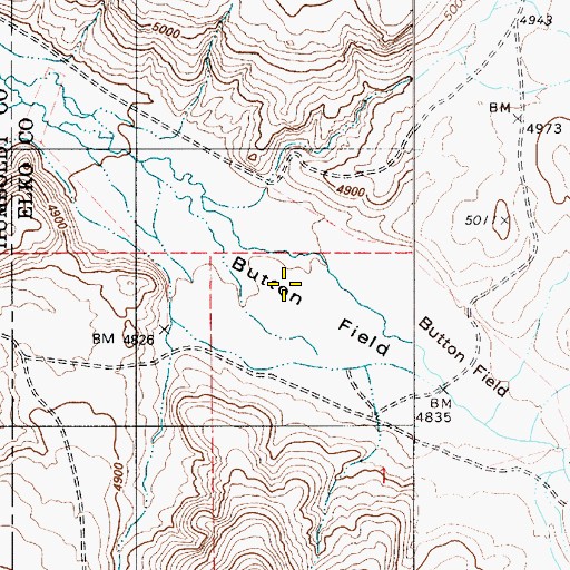 Topographic Map of Button Field, NV