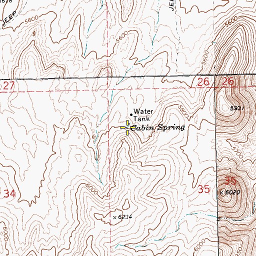 Topographic Map of Cabin Spring, NV