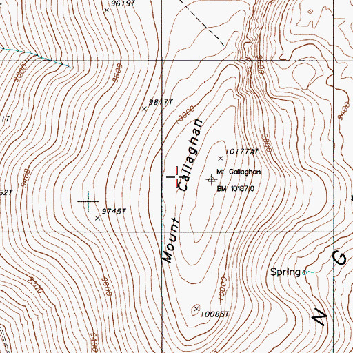 Topographic Map of Mount Callaghan, NV