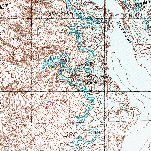 Topographic Map of Cathedral Cove, NV