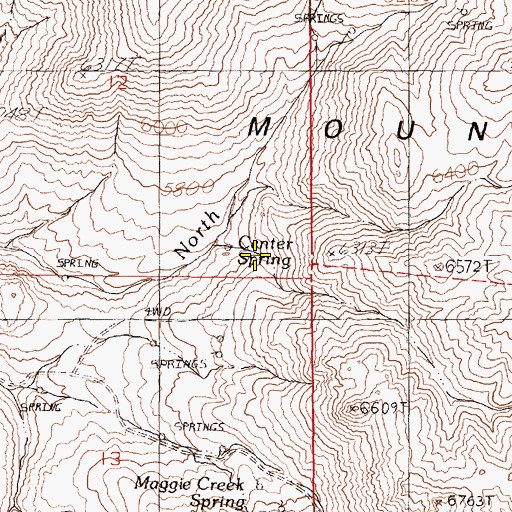 Topographic Map of Center Spring, NV