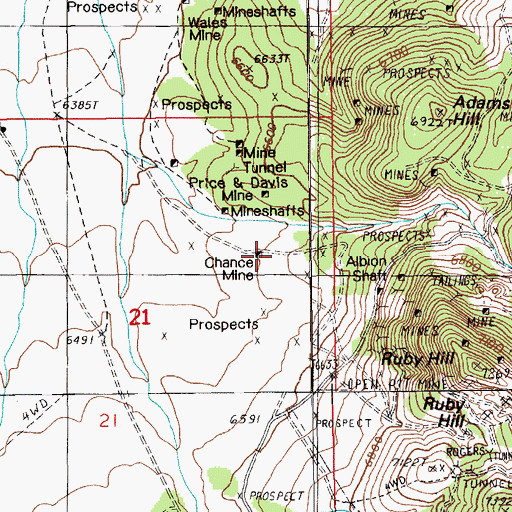 Topographic Map of Chance Mine, NV