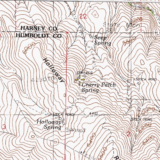Topographic Map of Cherry Patch Spring, NV