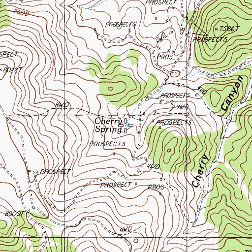 Topographic Map of Cherry Spring, NV