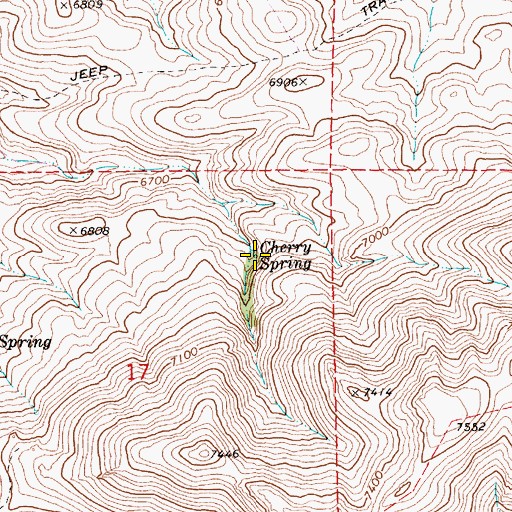 Topographic Map of Cherry Spring, NV