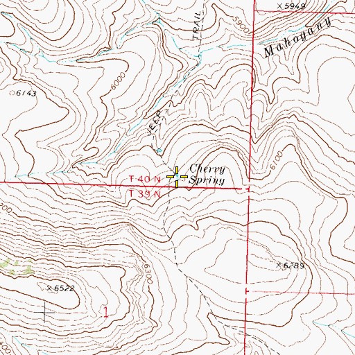 Topographic Map of Cherry Spring, NV
