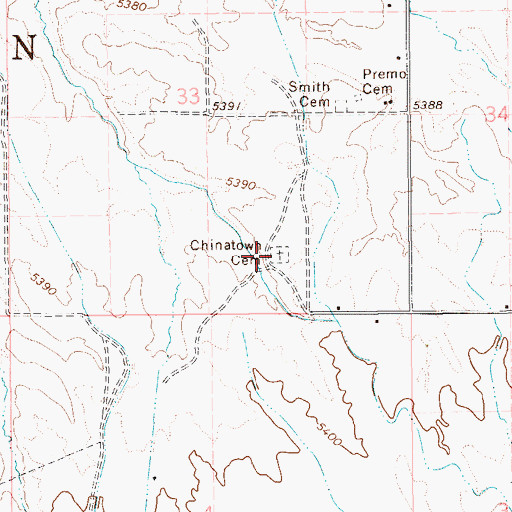 Topographic Map of Chinatown Cemetery, NV