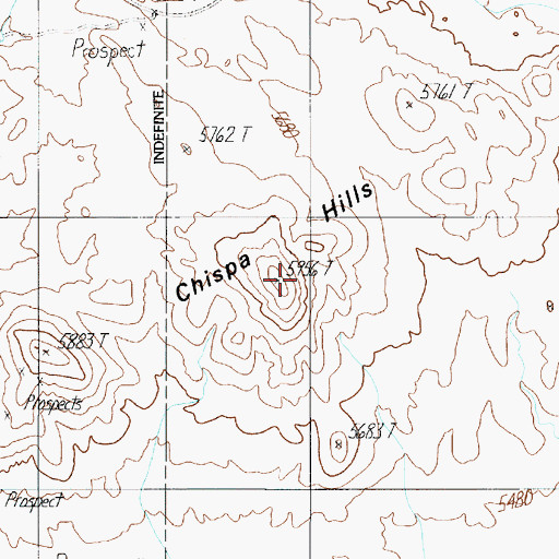Topographic Map of Chispa Hills, NV