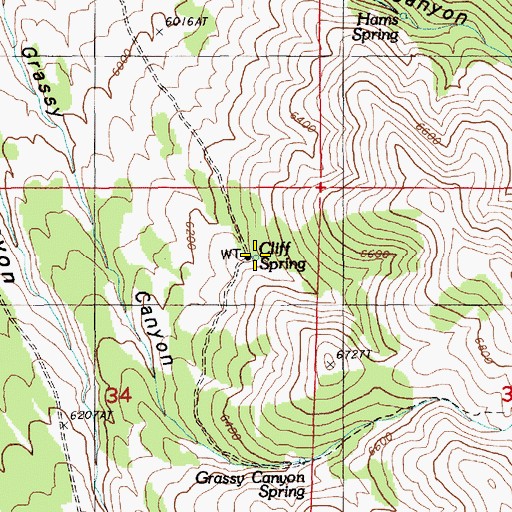 Topographic Map of Cliff Spring, NV