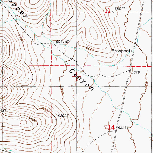 Topographic Map of Copper Canyon, NV