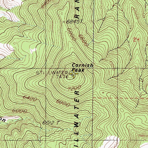Topographic Map of Cornish Peak, NV