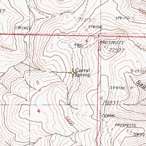 Topographic Map of Corral Spring, NV