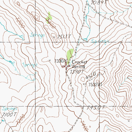 Topographic Map of Crocket Spring, NV