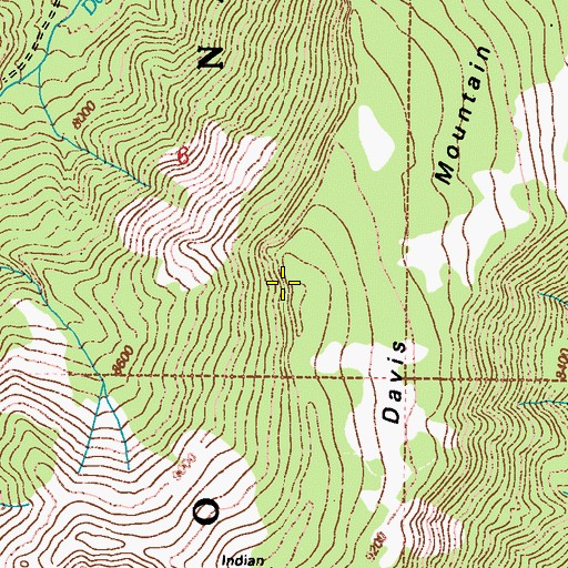 Topographic Map of Davis Mountain, NV