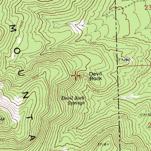 Topographic Map of Devil Rock, NV