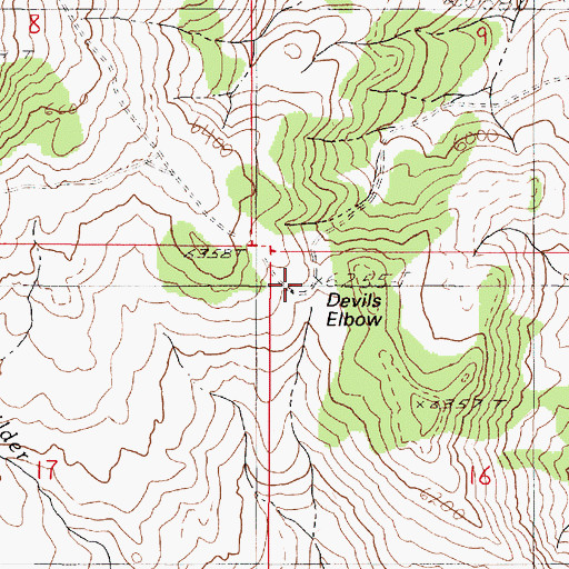 Topographic Map of Devils Elbow, NV