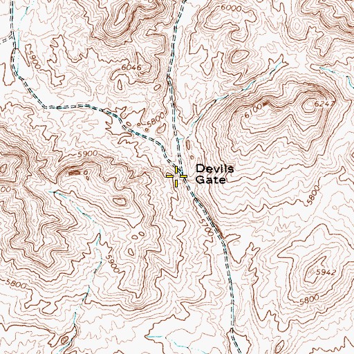 Topographic Map of Devils Gate, NV