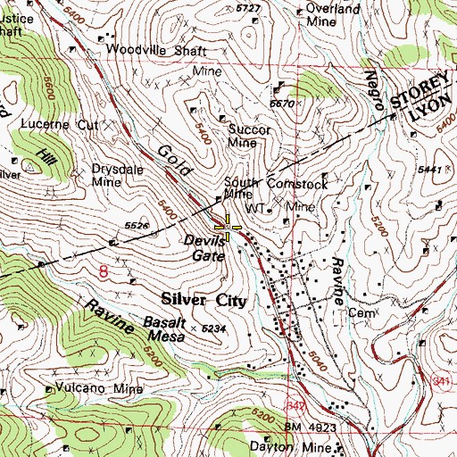 Topographic Map of Devils Gate, NV