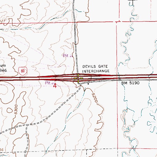 Topographic Map of Devils Gate Interchange, NV