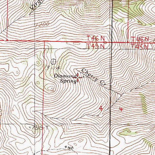 Topographic Map of Diamond Spring, NV