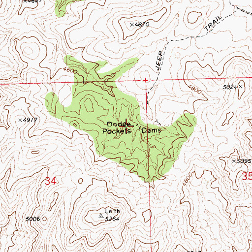 Topographic Map of Dodge Pockets, NV
