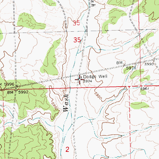 Topographic Map of Dodge Well, NV