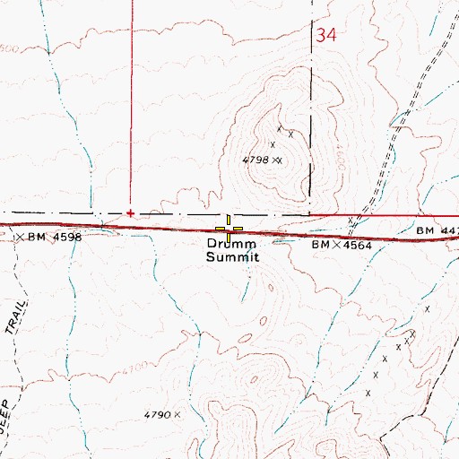 Topographic Map of Drumm Summit, NV