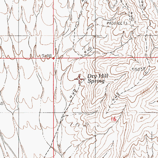 Topographic Map of Dry Hill Spring, NV