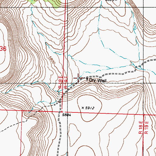 Topographic Map of Dry Well, NV