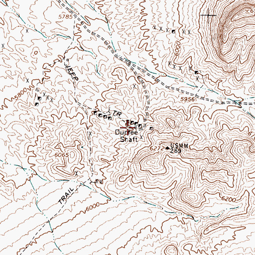 Topographic Map of Dunfee Shaft, NV