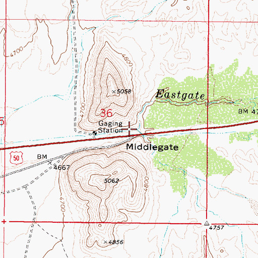 Topographic Map of Eastgate Wash, NV