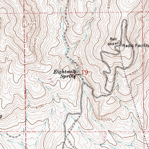 Topographic Map of Eightmile Spring, NV