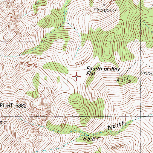 Topographic Map of Fourth of July Flat, NV