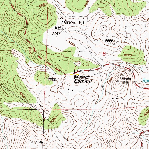 Topographic Map of Geiger Summit, NV